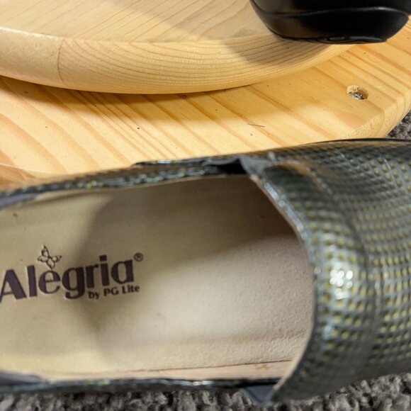 Alegria Shoes Keli Pro Clogs Womens Size 9 Leather Chrome Cube Comfort Slip On - Picture 7 of 9